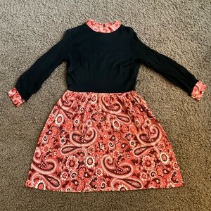 Genuine Vintage 60’s/70’s Orange Black Psychedelic Mod Dress, Medium—Needs Work